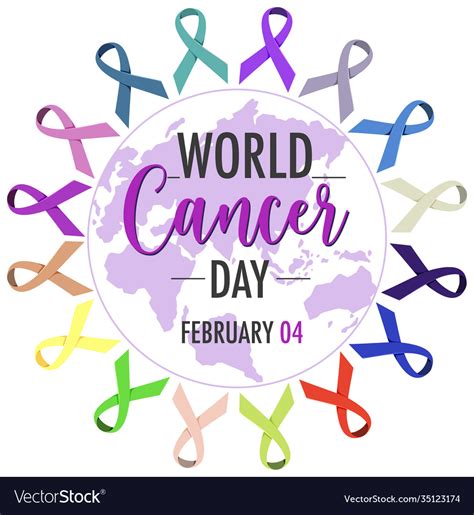 World cancer day logo or banner with many ribbons Vector Image