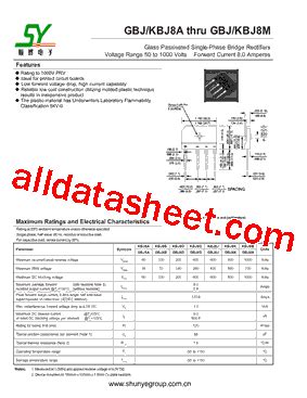 GBJ8D Datasheet PDF Shunye Enterprise