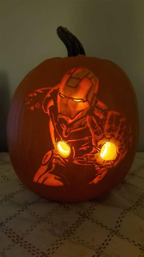 My Iron Man pumpkin carving : r/Avengers