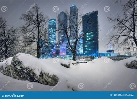 Skyscrapers of Moscow stock photo. Image of snowdrifts - 14758204