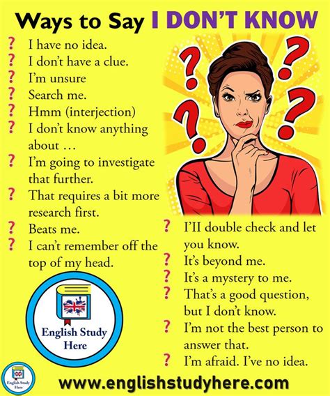 22 Ways To Say I Dont Know English Study Here Other Ways To Say