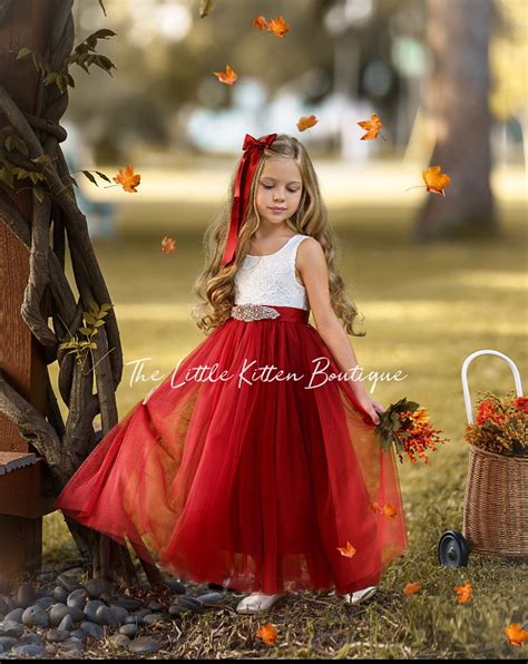 Burnt Orange Flower Girl Dress Rust Flower Girl Dress Lace Flower