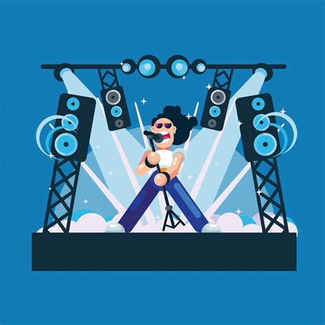 Singer On Stage Performing Rock Music Concert 20310193 Vector Art At