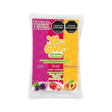 Yogur Yagur Colanta Sabor A Fresa Melocotón Y Mora Bolsa X 200gr X 6