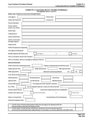 Fillable Online Dot Ca Exhibit 19 A Construction Review Checklist