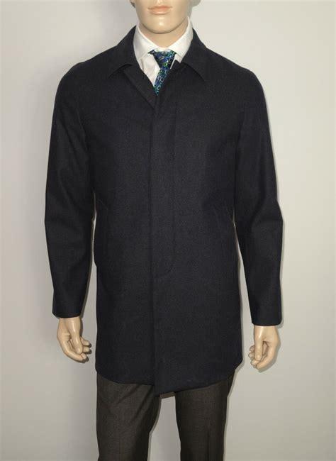 495 New John Varvatos Star Usa Wool Blend Topcoat In Navy Size 40r Ebay