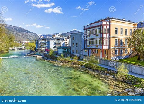 Old City Bad Ischl At Traun River Stock Image Image Of House Tree