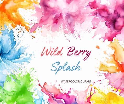 Wild Berry Watercolor Splash Clipart PNG Commercial Use Instant Digital ...