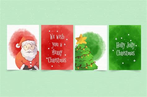 Free Vector | Watercolor christmas cards