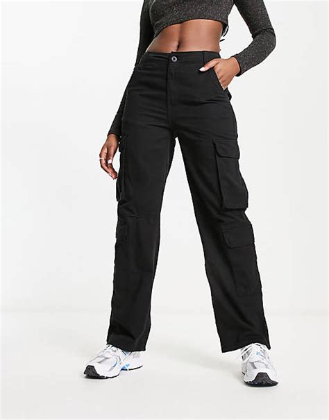 Bershka Multi Pocket Cargo Pants In Black Asos