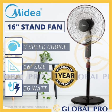 MIDEA MF 16FS10N 16 INCH STAND FAN 3 Speed Button Choices Floor Fan