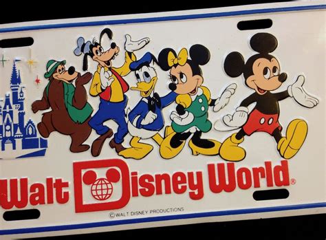 Disney License Plate Vintage Walt World Car Sign Magic Kingdom Mickey Mouse Duck Disney Cars