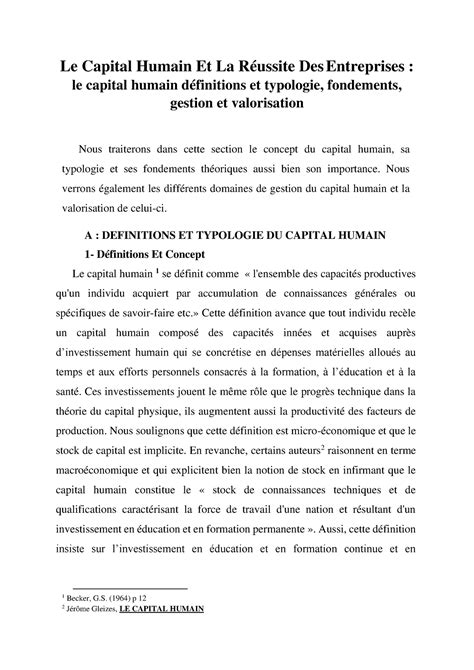 Le Capital Humain Et La Réussite Des Entreprises Le Capital Humain