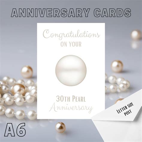 Pearl Wedding Anniversary Illustration Card with FREE white | Etsy