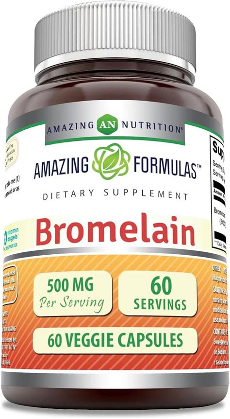 Amazing Formulas Bromelain 500mg 2400 GDU 60 Veggie Capsules Non GMO