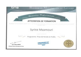 Certificat Prise De Parole En Public PPT