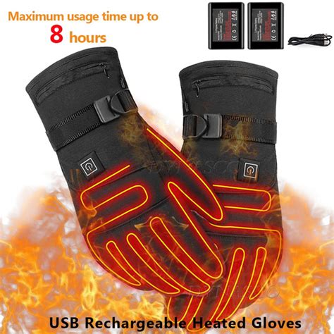 Electric Heated Ski Gloves Motorcycle Heated Warm Thermal Gloves with Touchscreen Rechargeable ...