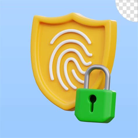 Premium PSD Fingerprint Shield 3d Illustration