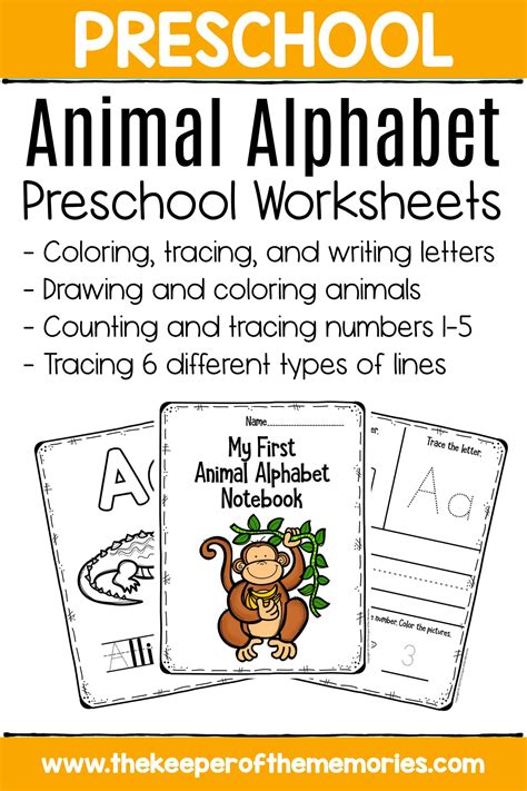 My First Animal Alphabet Preschool Worksheets