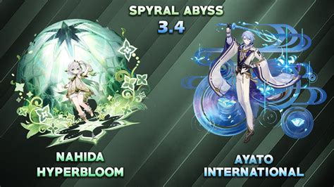 C0 Nahida HyperBloom And C0 Ayato International Spyral Abyss 3 4 3 5