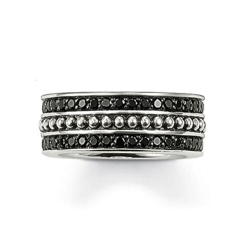 Thomas Sabo Rebel At Heart Black Stone Set Band Ring Jewellery From