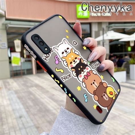 Chenyyka เคสปลอกสำหรับ Samsung กาแล็คซี่ A01การ์ตูนหมีลูกสุนัขดีไซน์