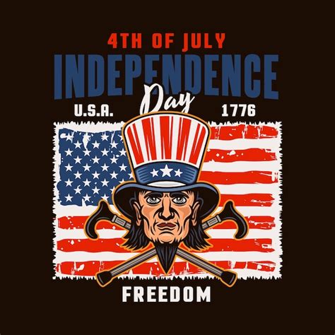 Premium Vector Independence Day Of USA Vector Emblem With Uncle Sam