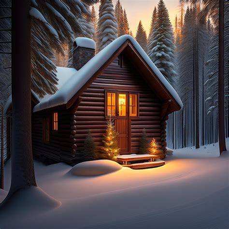 Premium AI Image | Wooden cabin in the woods at winter