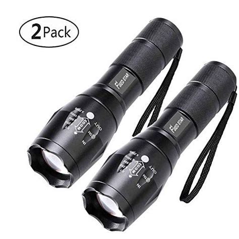 2 Pack One Mode Led Flashlights Super Bright 1000 Lumen Zoomable Water