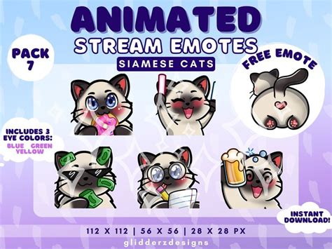 Siamese Cat ANIMATED Emotes Twitch Animated Cat Emotes Siamese Cat