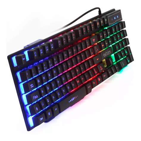 Teclado Gamer Semi Mec Nico Profissional Led Rgb Exbom Bk C