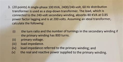 Solved Points A Single Phase Kva Volt Chegg