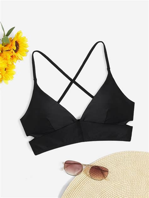 SHEIN Swim Vcay Criss Cross Back Bikini Top SHEIN USA