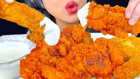 Asmr Nashville Hot Fried Chicken Tenders Giant Potato Wedges Dipped