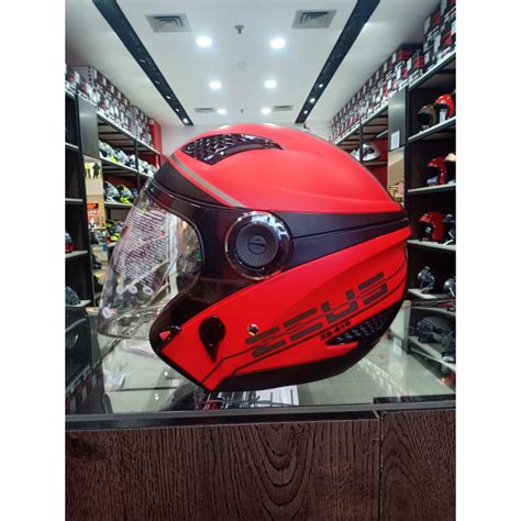 Zeus ZS 610 MDRED 0017 BLK DOFF HALF FACE DOUBLE VISOR There Is A