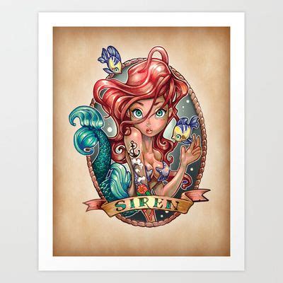 SIREN Art Print By Tim Shumate Disney Princess Tattoo Disney Tattoos