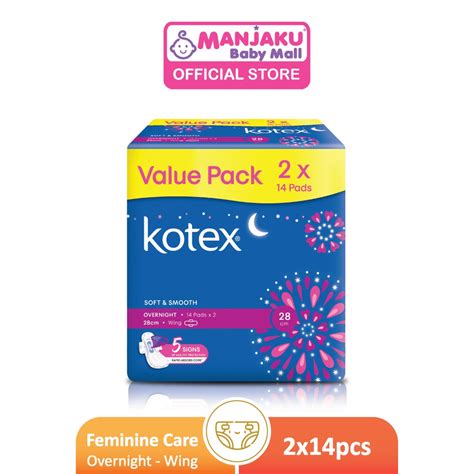 Kotex Soft Smooth Overnight Wing 28cm 14 S X 2 Packs Shopee