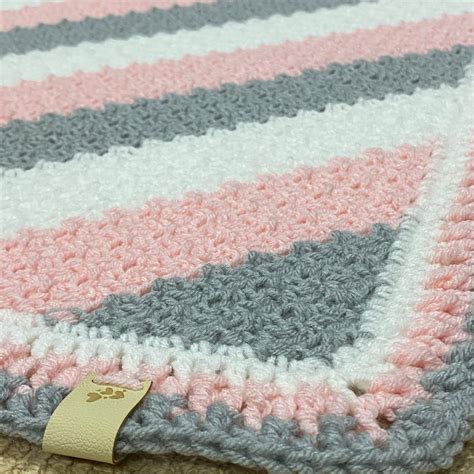 Crochet Diagonal Stripe Baby Blanket Etsy