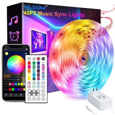 Buy Vilsom 40ft Led Strip Lights Smart App And Remote Control Music Sync Led Lights For Bedroom