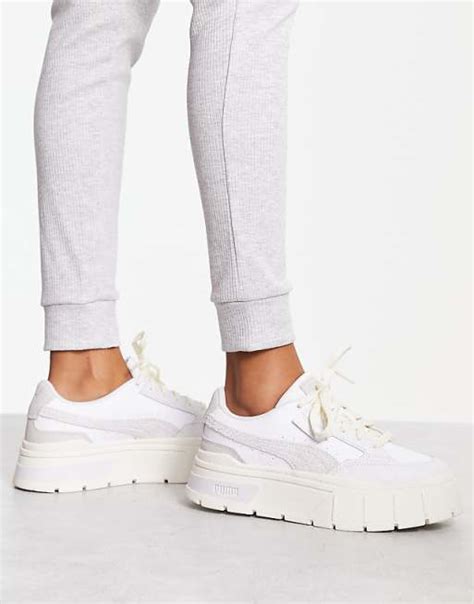 Puma Mayze Stack Textured Sneakers In White Asos