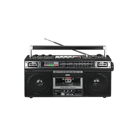 Qfx Retro Boombox Bluetooth Speaker With Cassette Player And Mp3 Converter Amfm Radio With