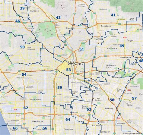 Map of Los Angeles Assembly Districts 2016