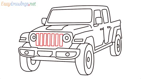 How To Draw Jeep Gladiator Step By Step Easy Phase