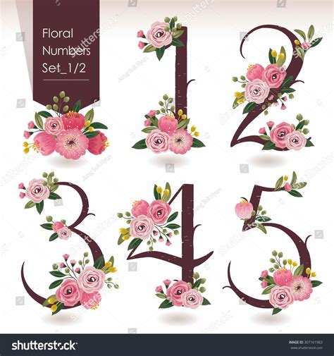 Vector Illustration Of Floral Numbers Collection A Set Of Beautiful