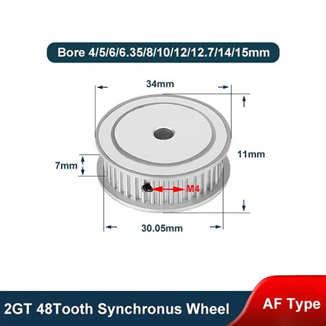 1pcs 2gt 48 Tooth Af Type Synchronus Wheel Idler Pulley Bore 4 5 6 6 35 8 10 12 12 7 14 15mm