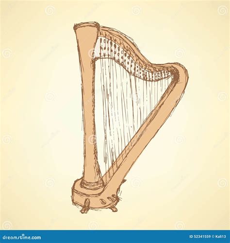 Sketch Harp Musical Instrument Stock Vector Image