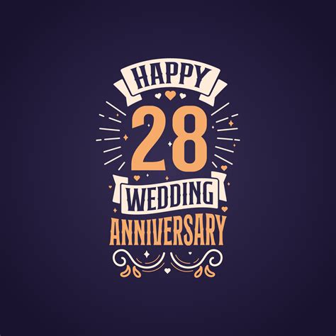 Happy 28th wedding anniversary quote lettering design. 28 years ...