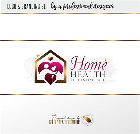 Home Healthcare Logo, Home Care Logo, Nurse Home Care Logo, Elderly Healthcare Heart Logo ...