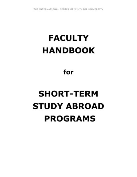 Faculty Handbook Short Term Study Abroad