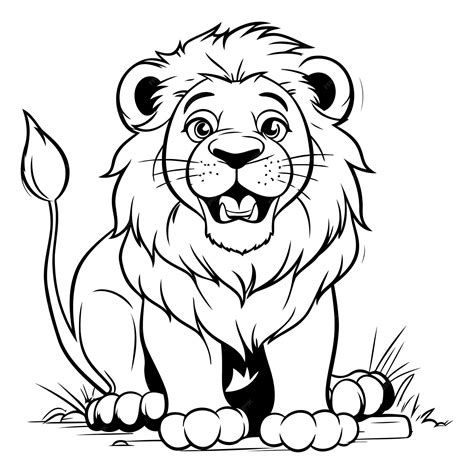 lion clip art black and white 7